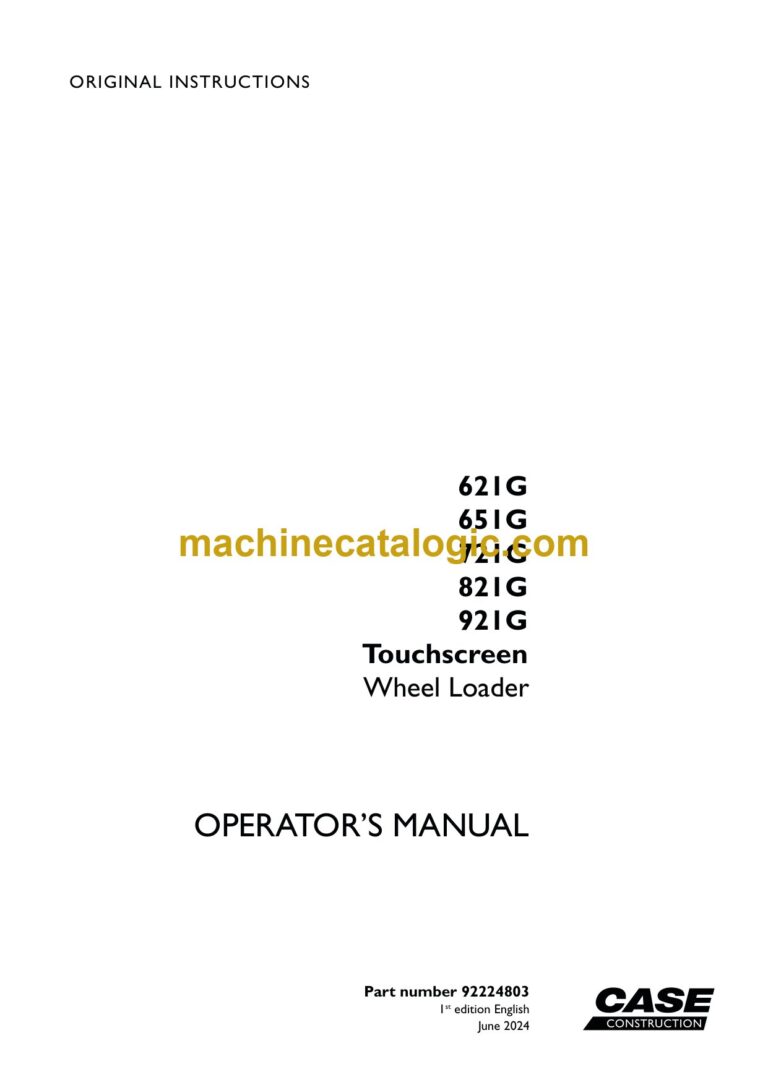 Case 621G, 651G, 721G, 821G, 921G Touchscreen Operators Manual