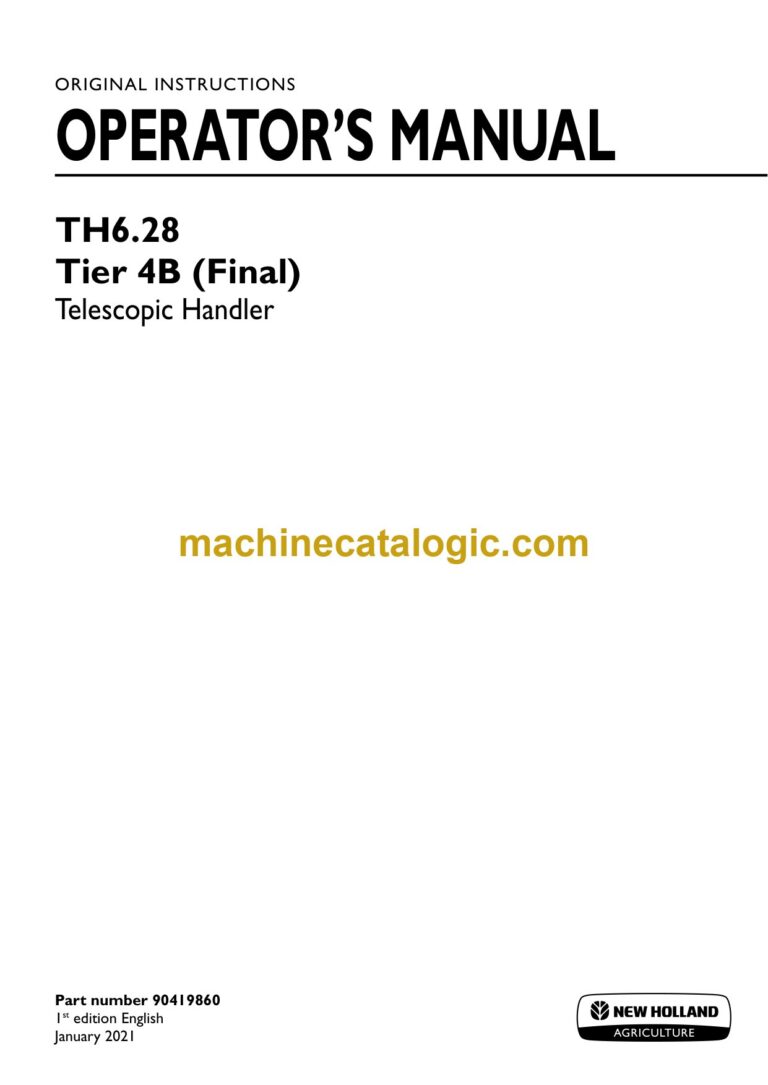 New Holland TH6.28 Tier 4B Final Telescopic Handler Operators Manual
