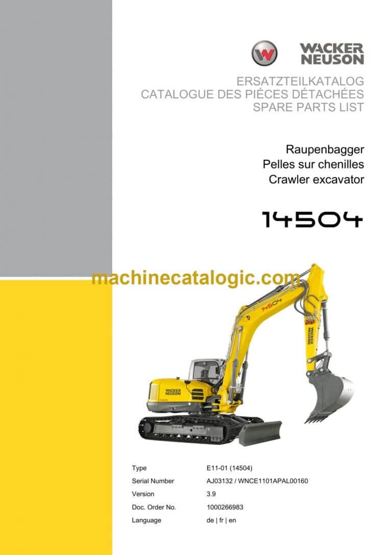 Wacker Neuson 14504 Crawler Excavator Parts Manual