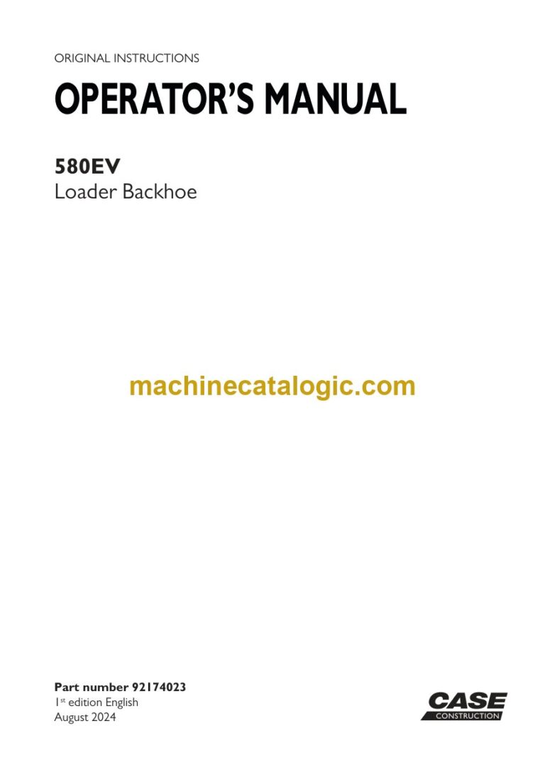 Case 580EV Loader Backhoe Loader Operators Manual