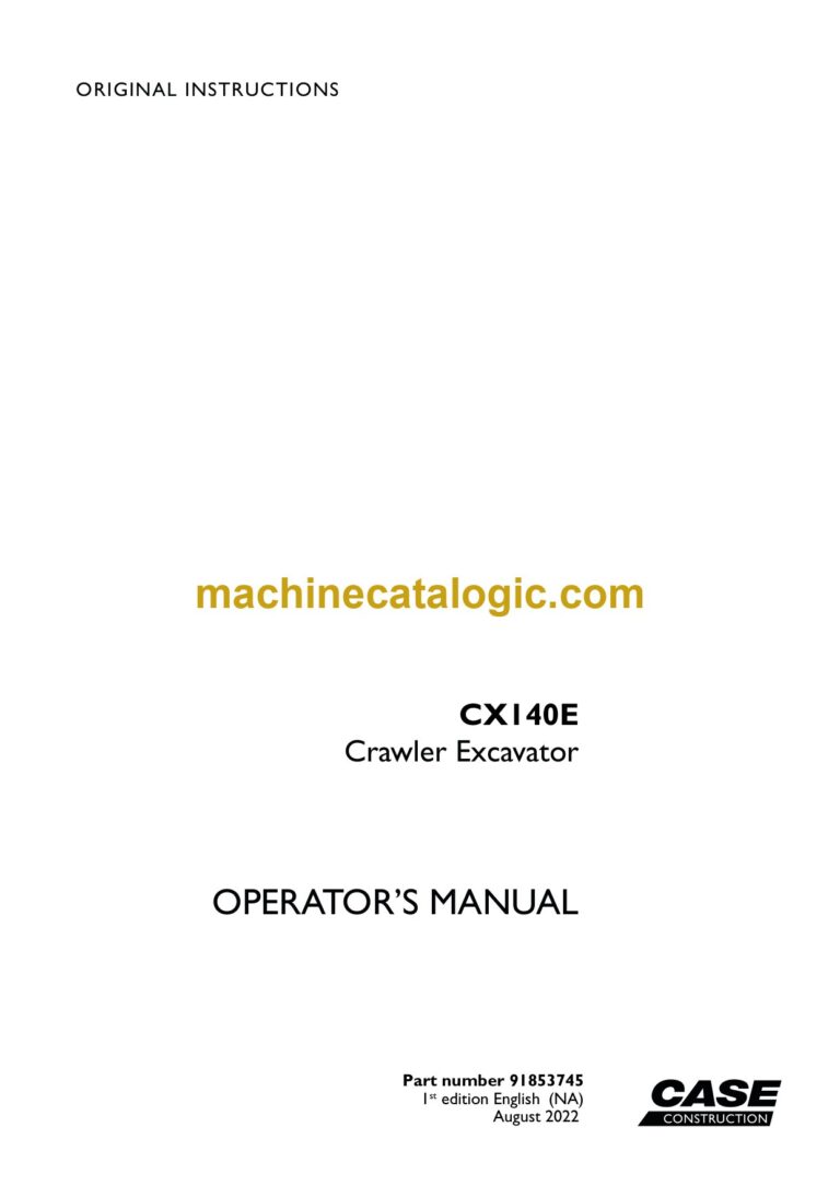 Case CX140E Crawler Excavator Operators Manual