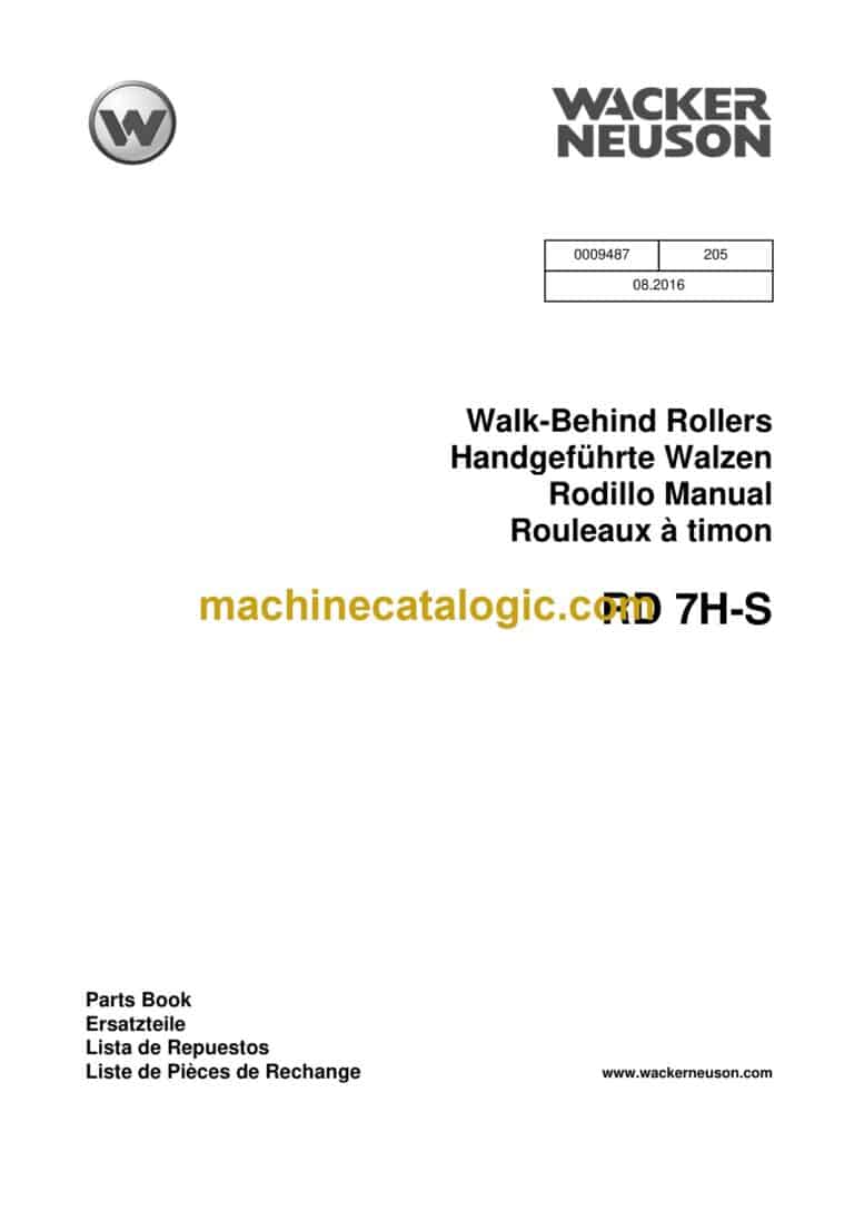Wacker Neuson RD7H-S Walk-Behind Rollers Parts Manual