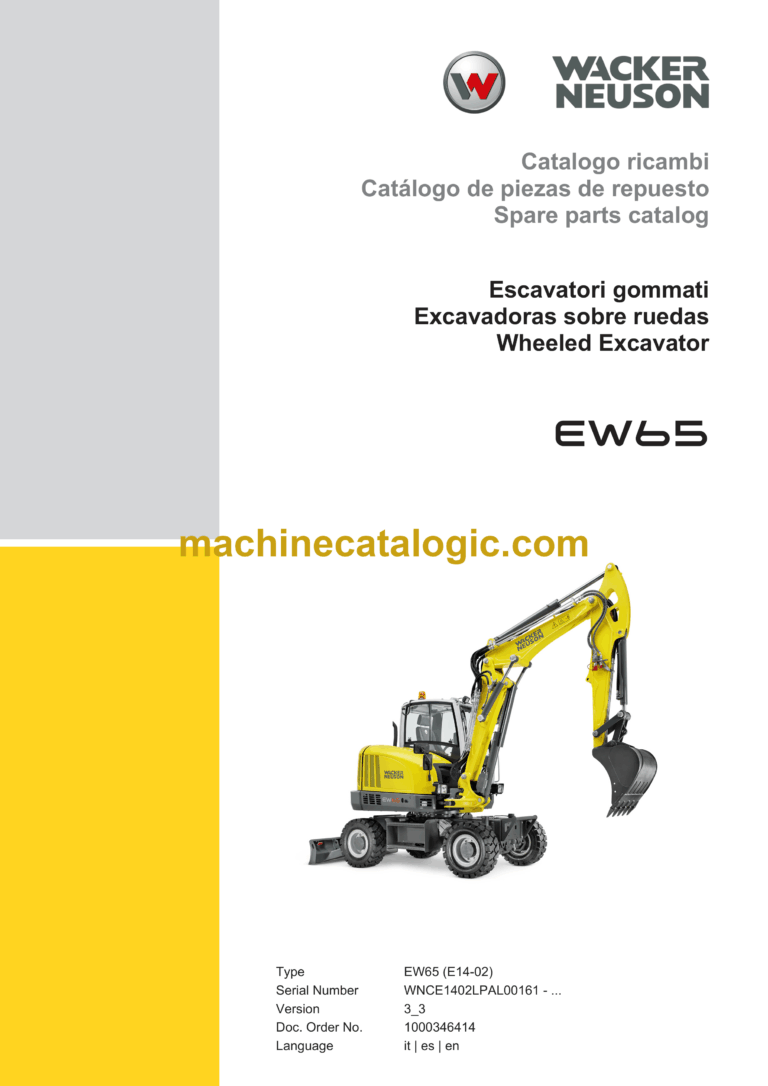 Wacker Neuson EW65 Wheeled Excavator Parts Manual