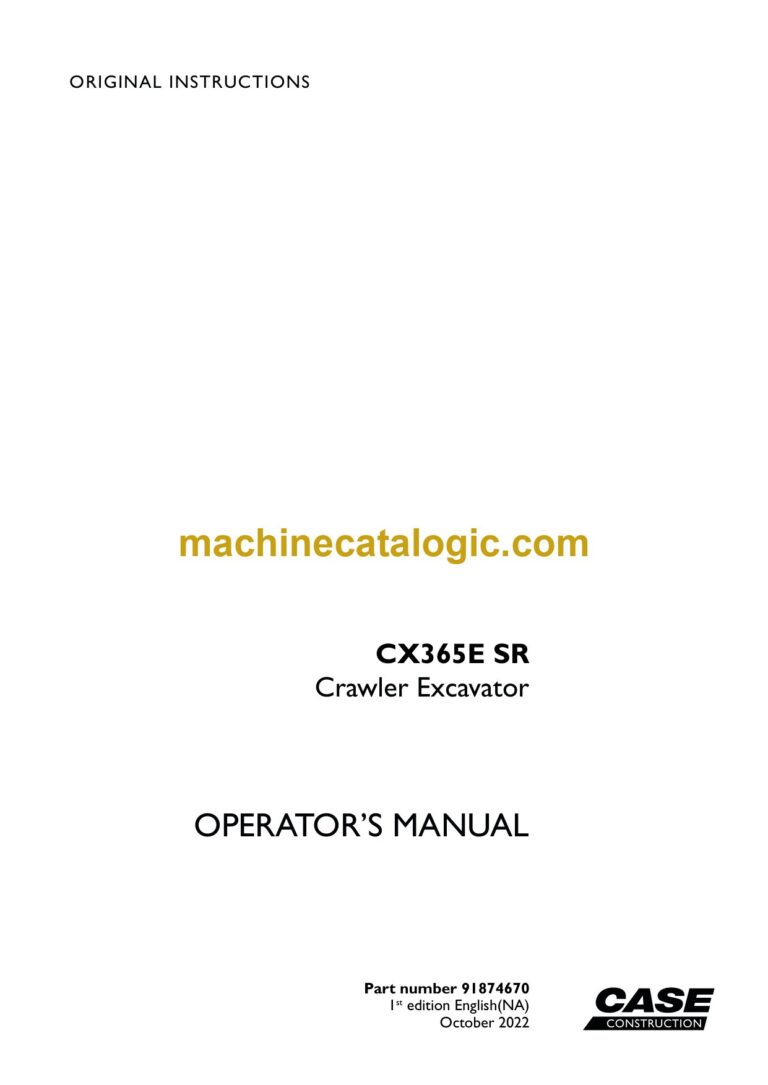 Case CX365E SR Crawler Excavator Operators Manual
