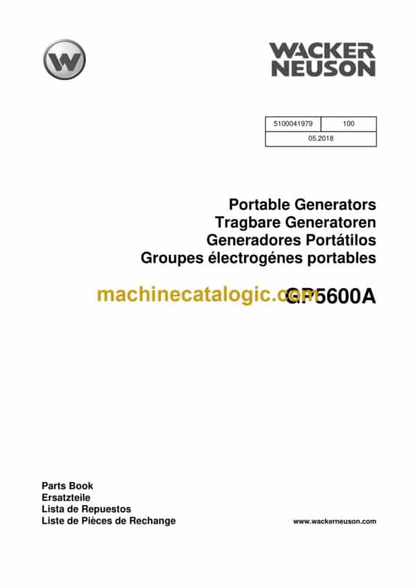Wacker Neuson GP5600A Portable Generators Parts Manual
