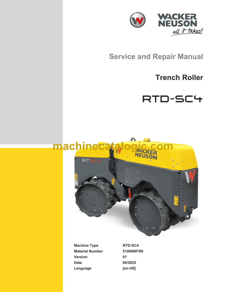 Wacker Neuson RTD-SC4 Trench Roller Service and Repair Manual