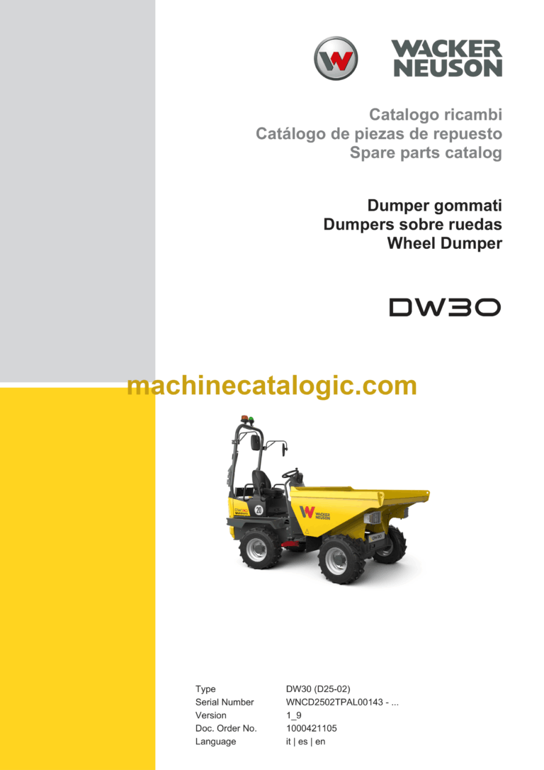Wacker Neuson DW30 Wheel Dumper Parts Manual