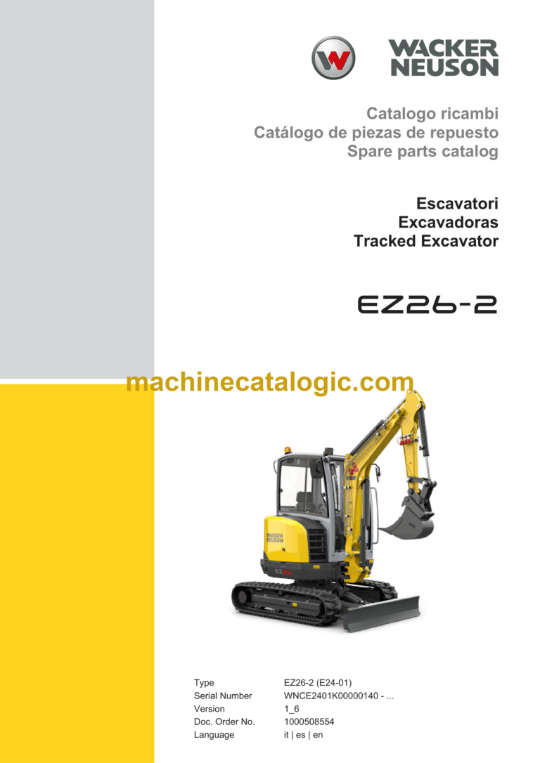 Wacker Neuson EZ26-2 Tracked Excavator Parts Manual