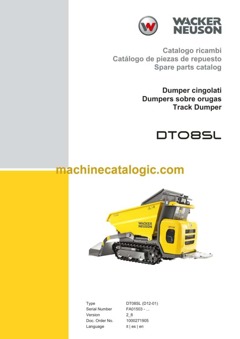 Wacker Neuson DT08SL Track Dumper Parts Manual