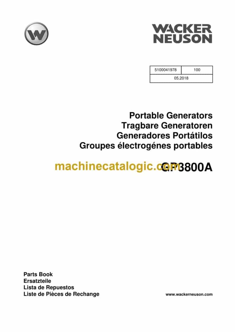 Wacker Neuson GP3800A Portable Generators Parts Manual