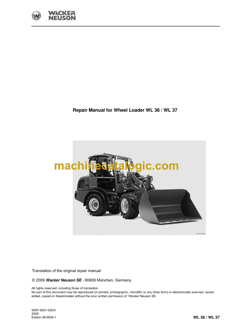 Wacker Neuson WL36, WL37 Loader Service Manual