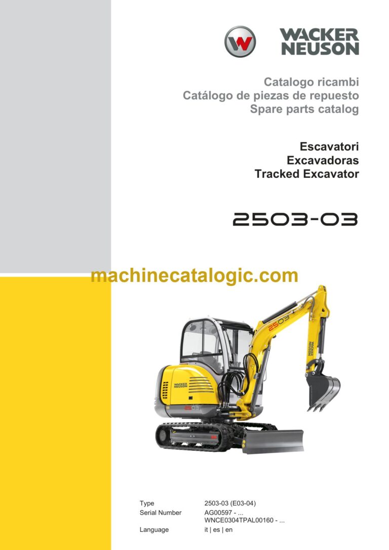 Wacker Neuson 2503-03 Tracked Excavator Parts Manual