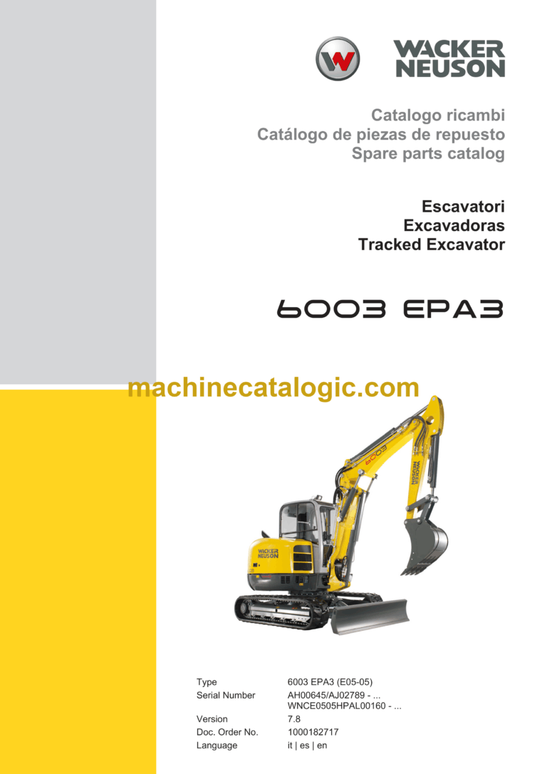 Wacker Neuson 6003 EPA3 Tracked Excavator Parts Manual