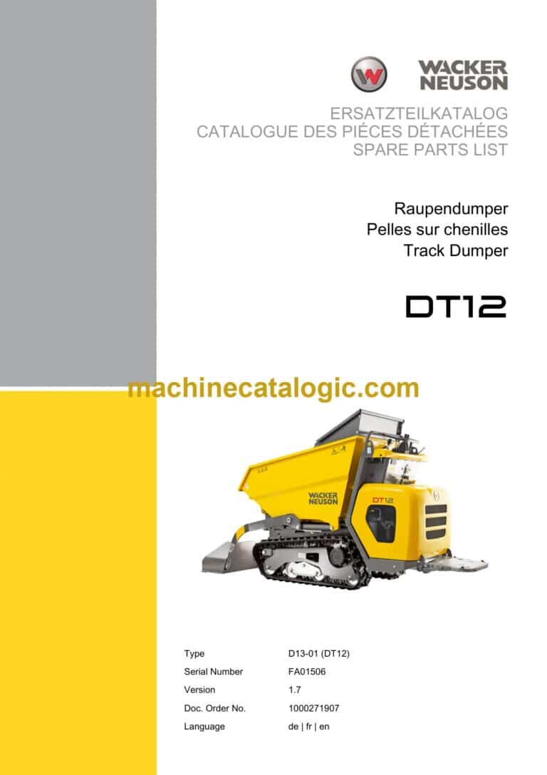 Wacker Neuson DT12 Track Dumper Parts Manual