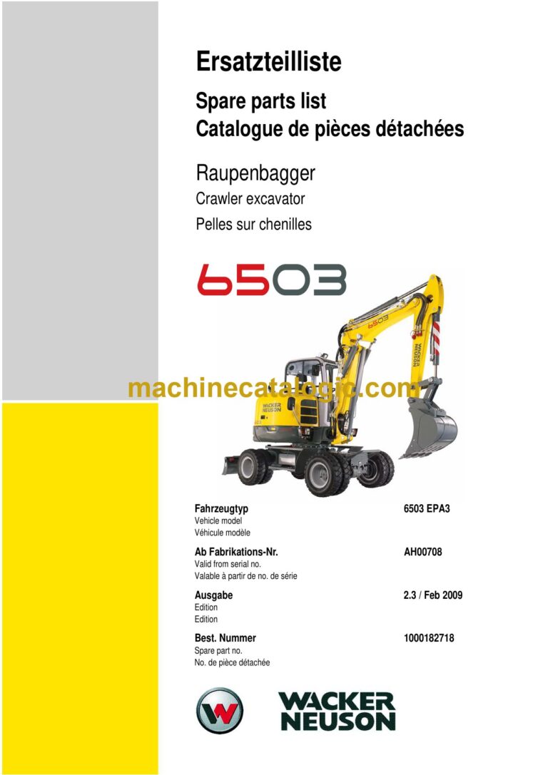 Wacker Neuson 6503 Crawler Excavator Parts Manual