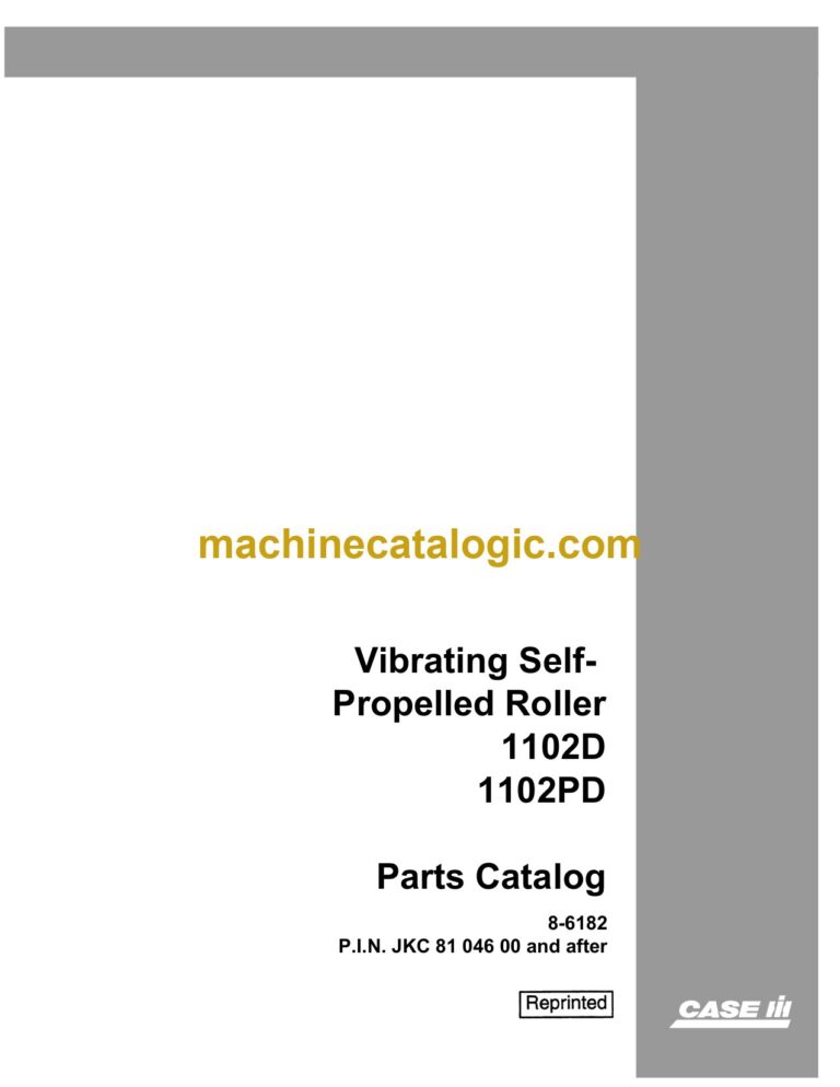 Case 1102D, 1102PD Vibrating Self Propelled Roller Parts Catalog
