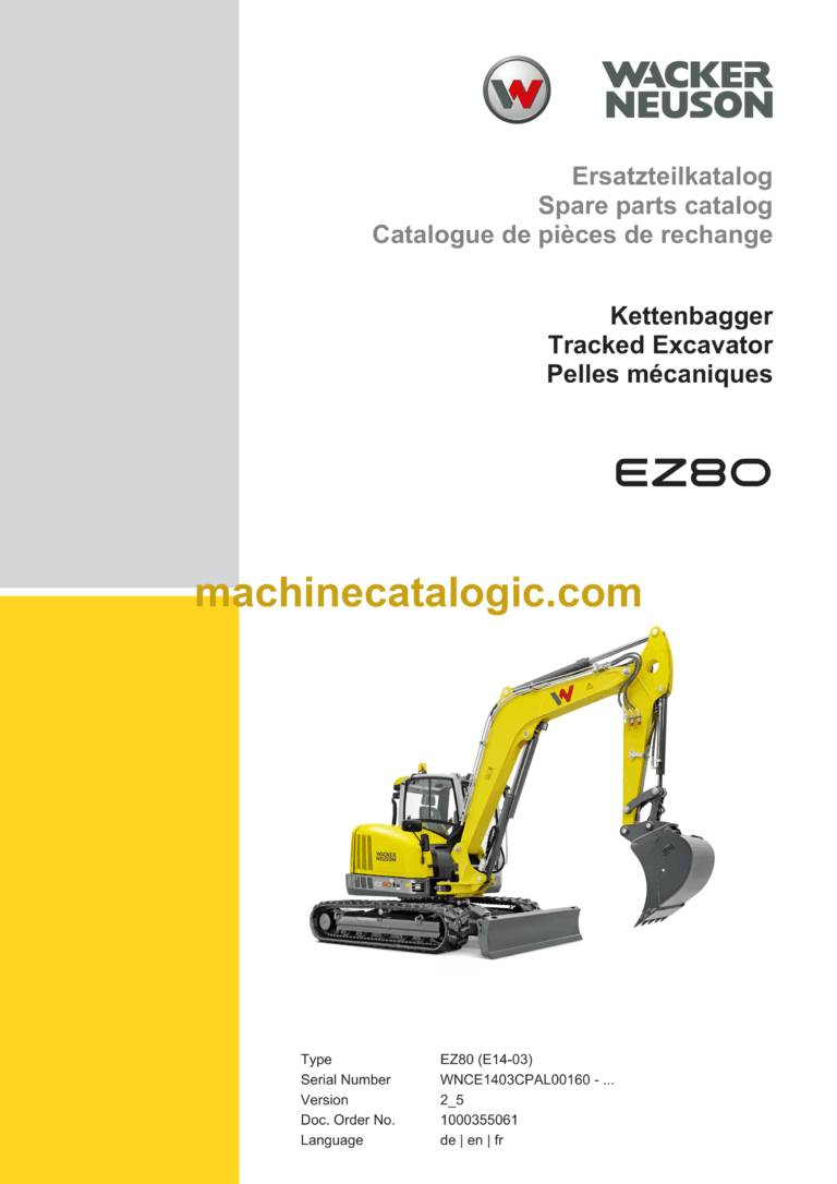 Wacker Neuson EZ80 Tracked Excavator Parts Manual