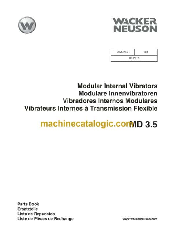 Wacker Neuson MD3.5 Modular Internal Vibrators Parts Manual