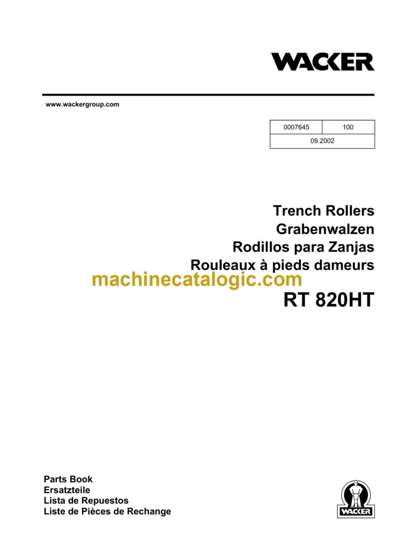 Wacker Neuson RT820HT Trench Roller Parts Manual