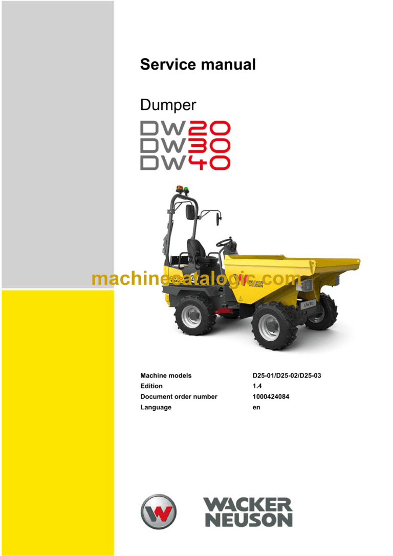 Wacker Neuson DW20, DW30, DW40 Wheel Dumper Service Manual