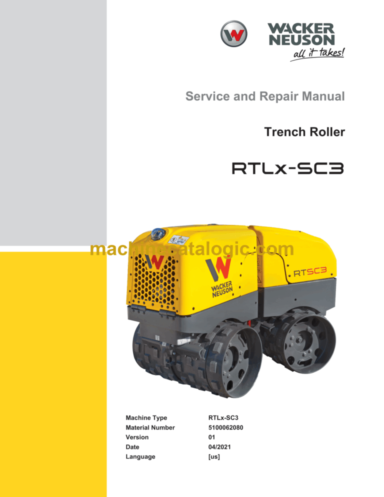 Wacker Neuson RTLx-SC3 Trench Roller Service and Repair Manual
