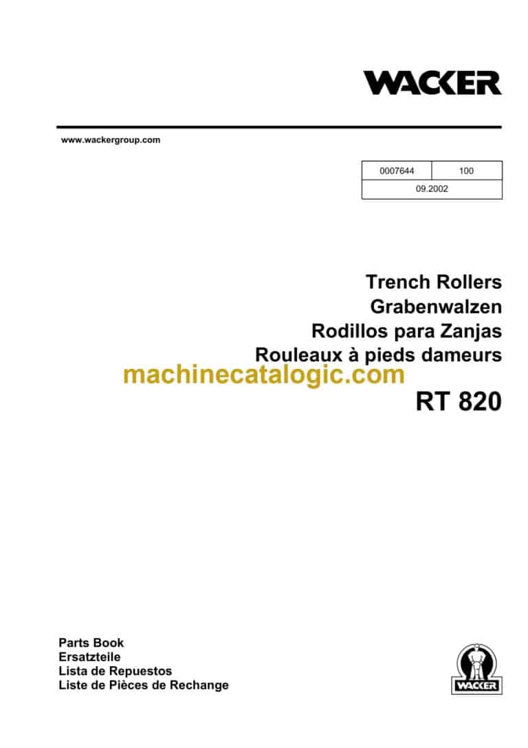 Wacker Neuson RT820 Trench Roller Parts Manual