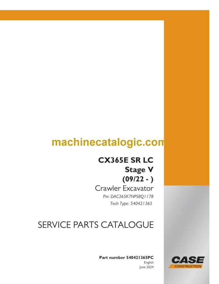 Case CX365E SR LC Stage V Crawler Excavator Service Parts Catalogue