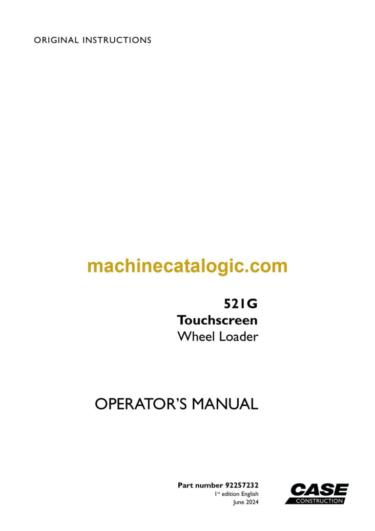 Case 521G Touchscreen Wheel Loader Operators Manual (92257232)