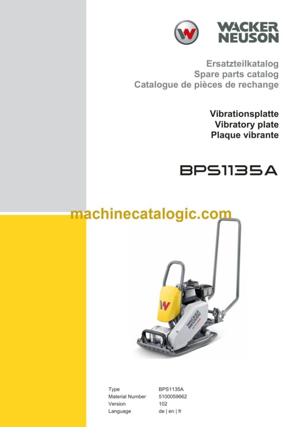 Wacker Neuson BPS1135A Vibratory Plate Parts Manual