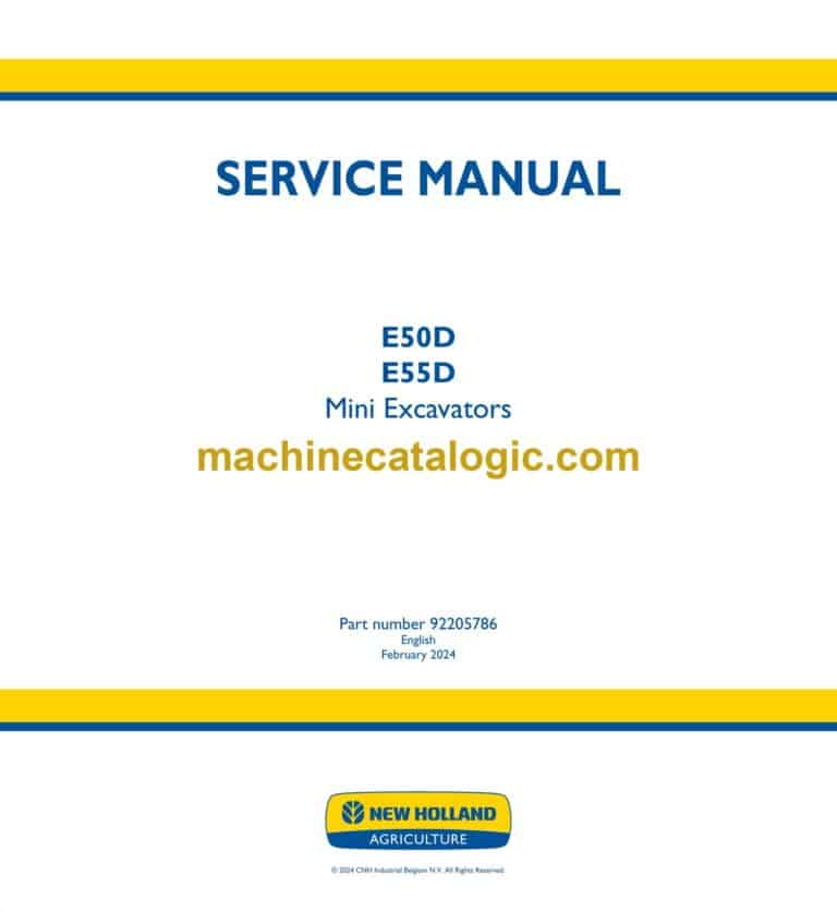New Holland E50D, E55D Mini Excavators Operators Manual