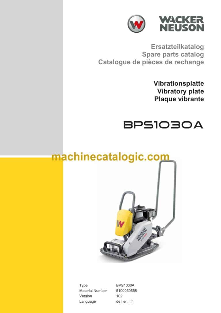 Wacker Neuson BPS1030A Vibratory Plate Parts Manual