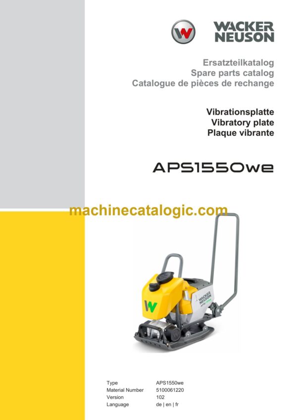Wacker Neuson APS1550we Vibratory Plate Parts Manual