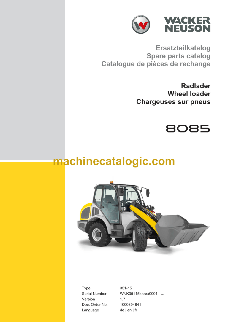 Wacker Neuson 8085 Wheel Loader Parts Manual