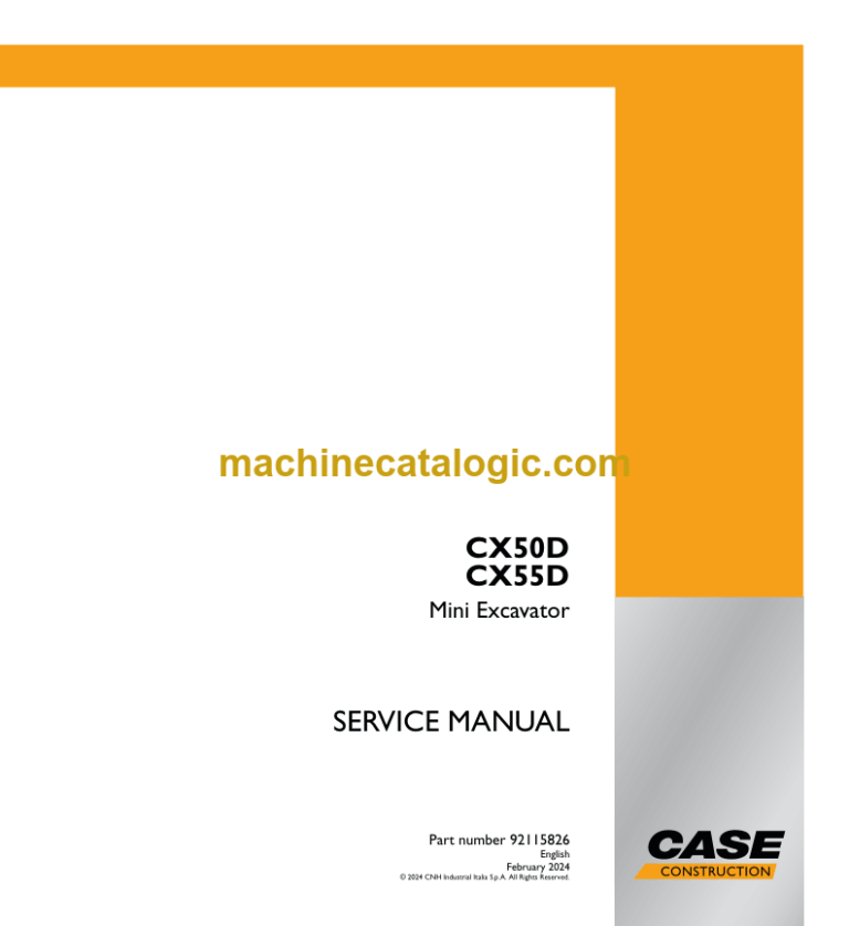 Case CX50D, CX55D Mini Excavator Service Manual
