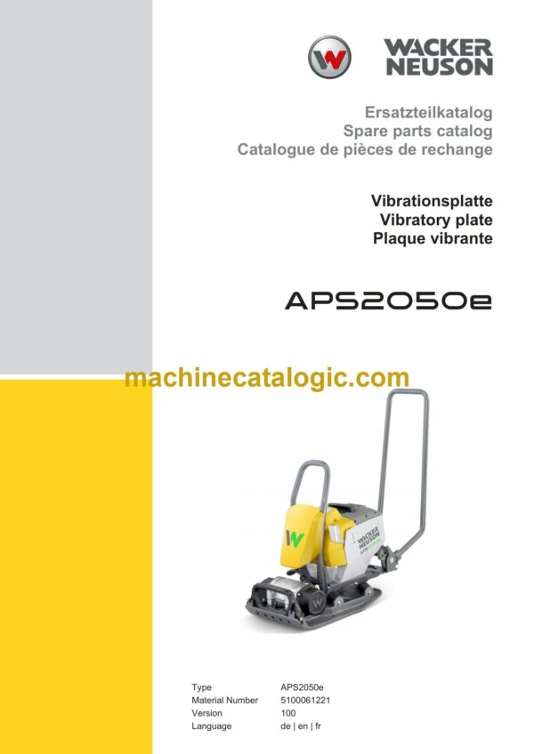 Wacker Neuson APS2050e Vibratory Plate Parts Manual