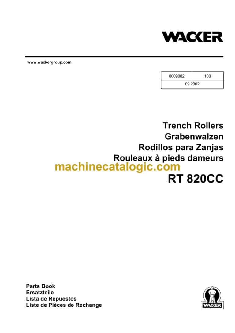 Wacker Neuson RT820CC Trench Roller Parts Manual