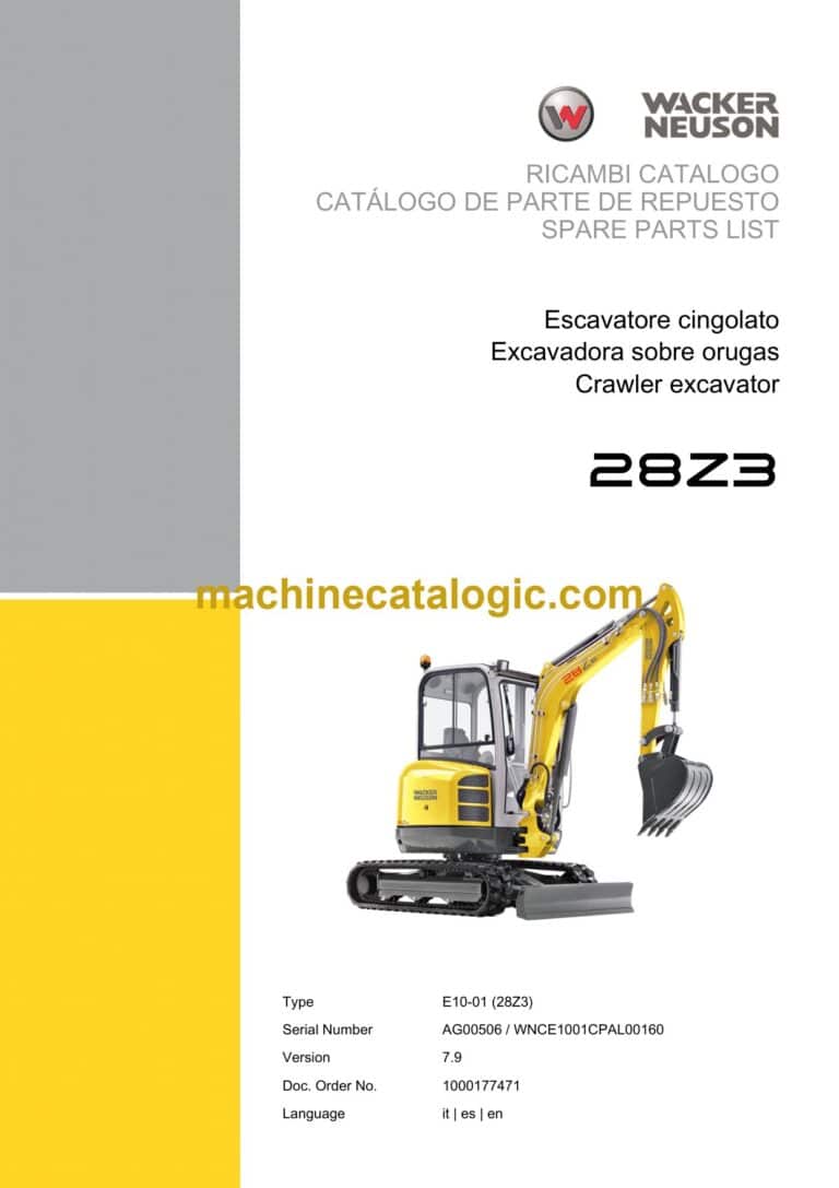 Wacker Neuson 28Z3 Crawler Excavator Parts Manual