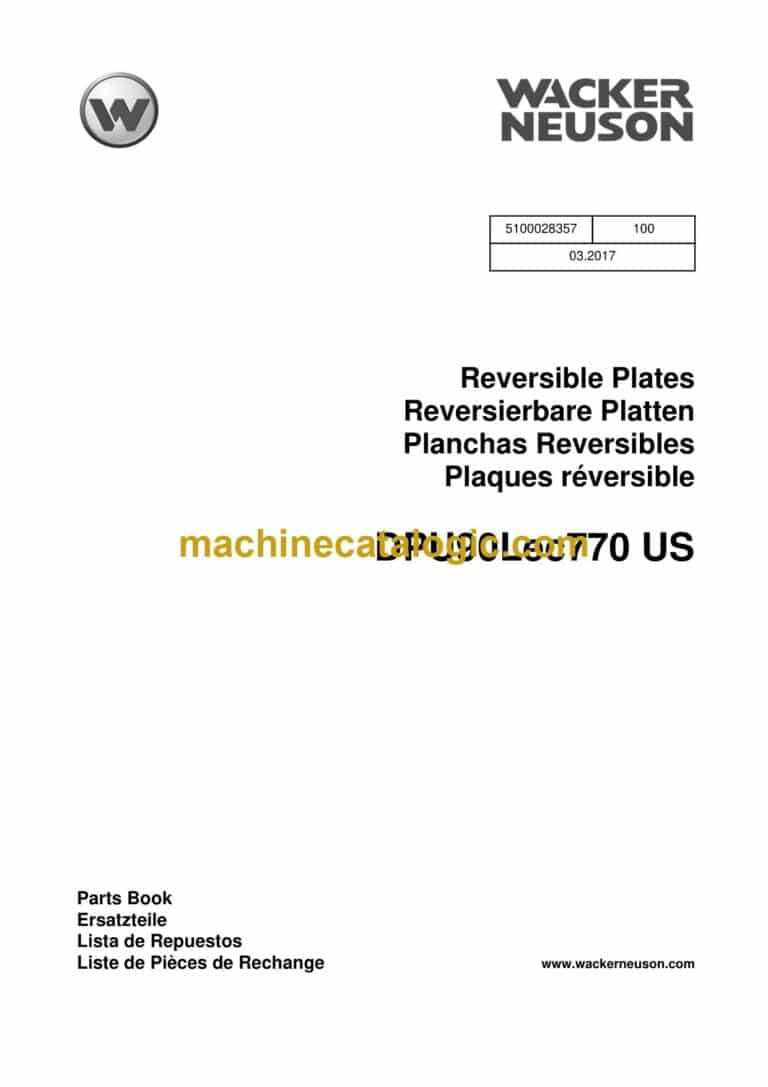Wacker Neuson DPU90Lec770 US Reversible Plates Parts Manual