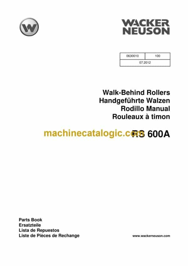 Wacker Neuson RS600A Walk-Behind Rollers Parts Manual