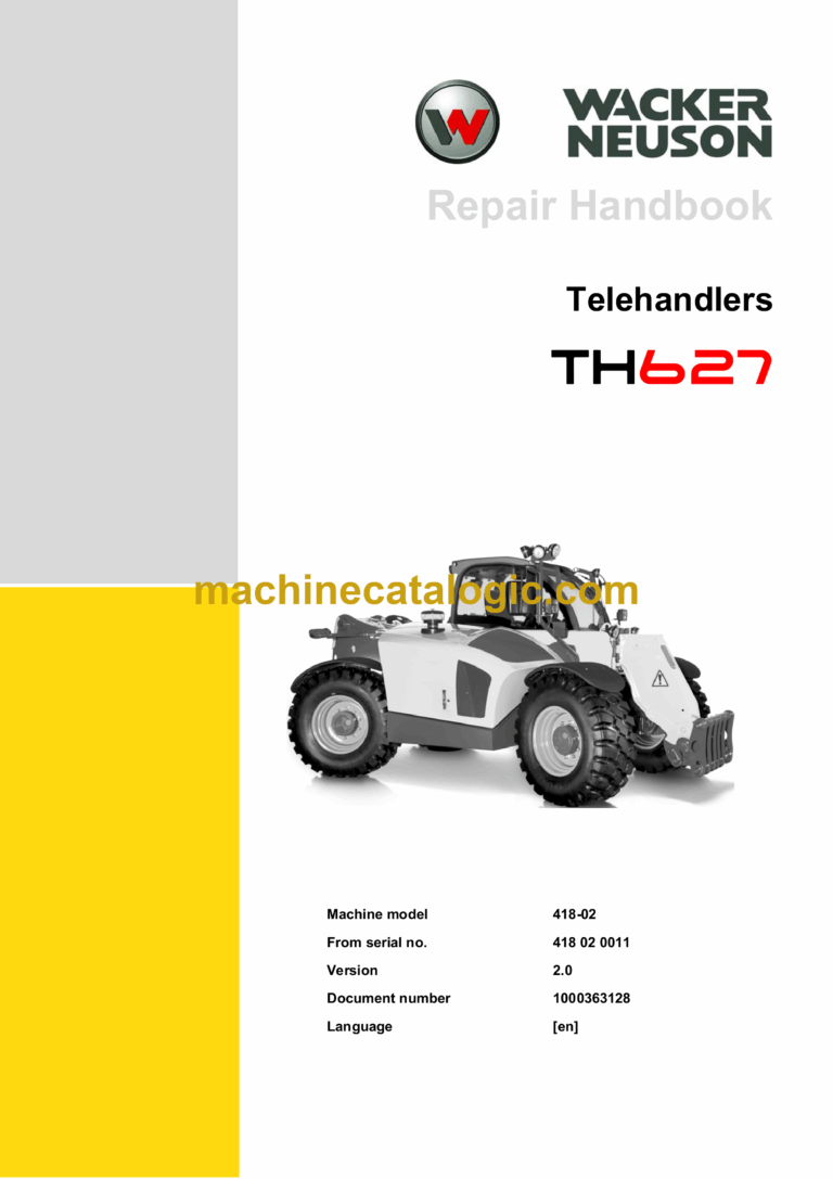 Wacker Neuson TH627 Telehandlers Repair Handbook