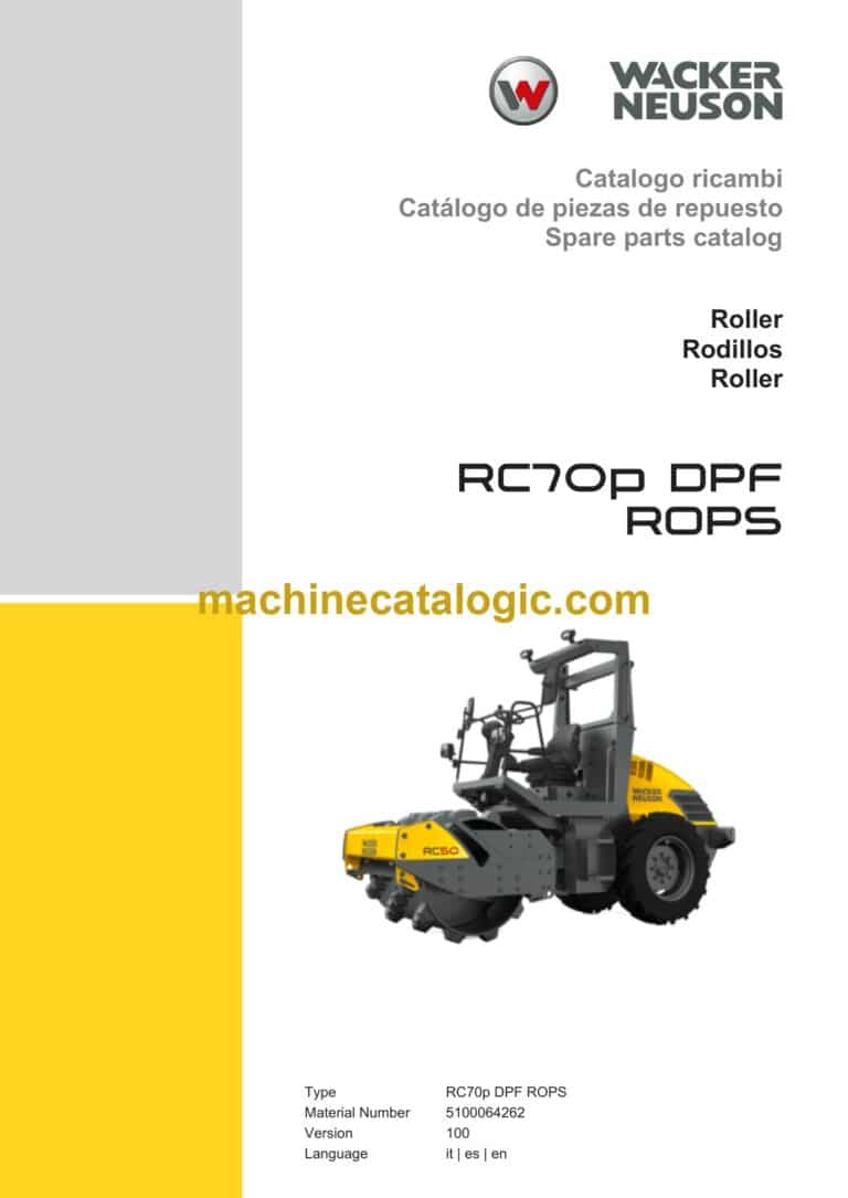 Wacker Neuson RC70p DPF ROPS Roller Parts Manual