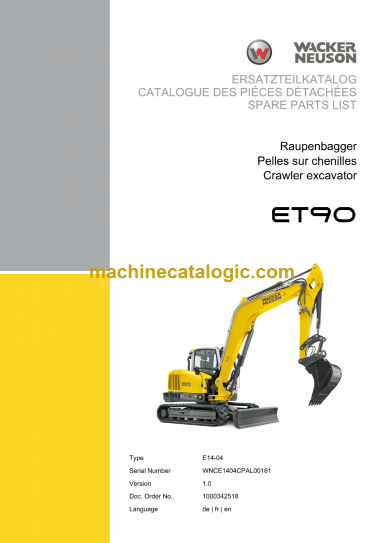 Wacker Neuson ET90 Crawler Excavator Parts Manual