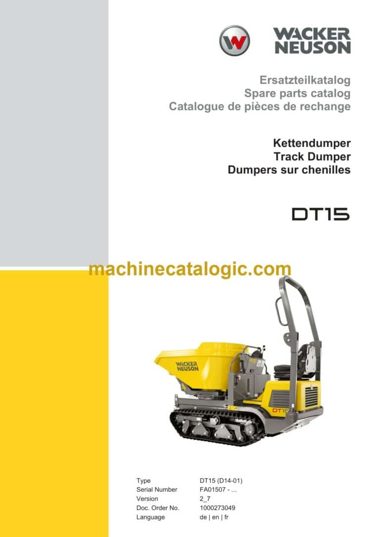 Wacker Neuson DT15 Track Dumper Parts Manual