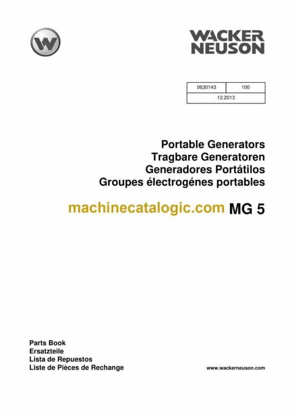 Wacker Neuson MG5 Portable Generators Parts Manual
