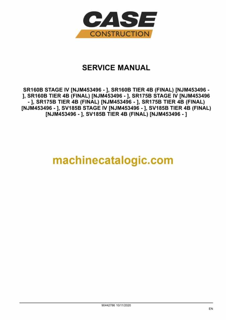 Case SR160B, SR175B, SV185B Tier 4B Final Service Manual