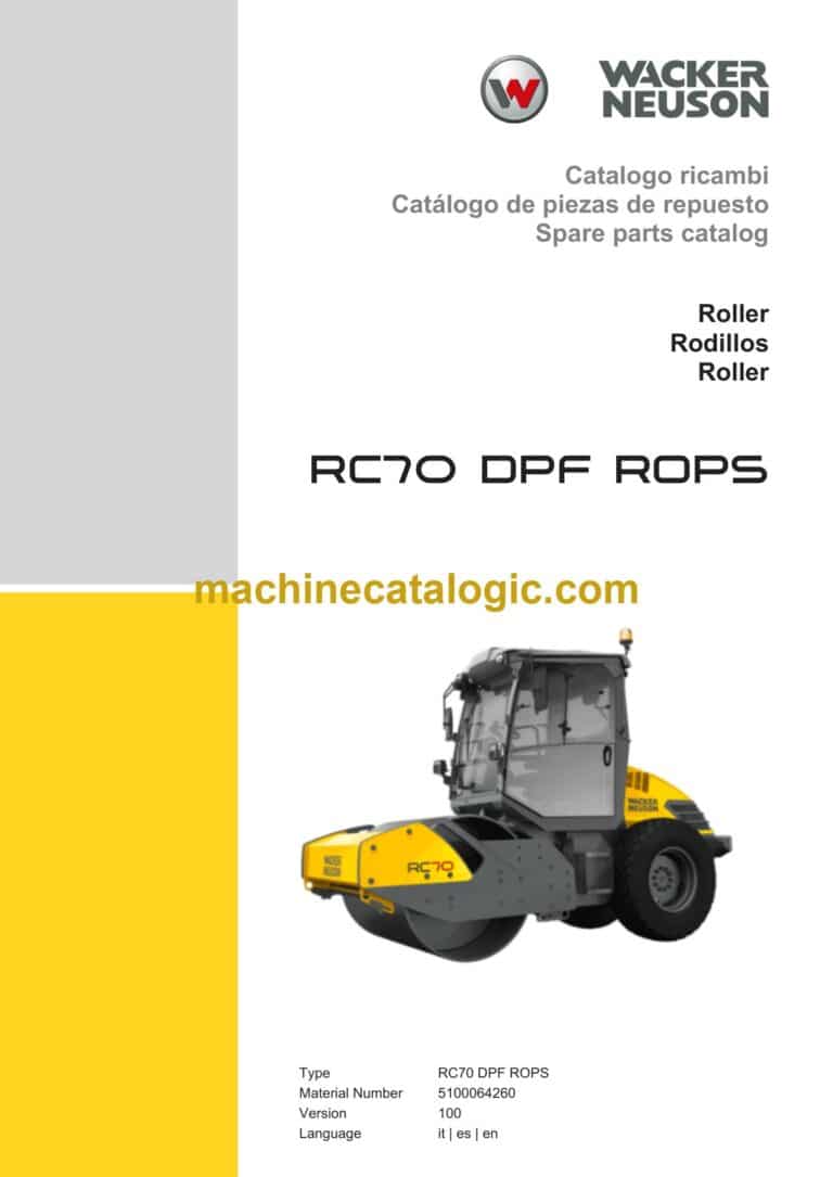 Wacker Neuson RC70 DPF ROPS Roller Parts Manual
