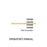 New Holland CX42D, CX45D, CX50D, CX55D Mini Excavator Operators Manual