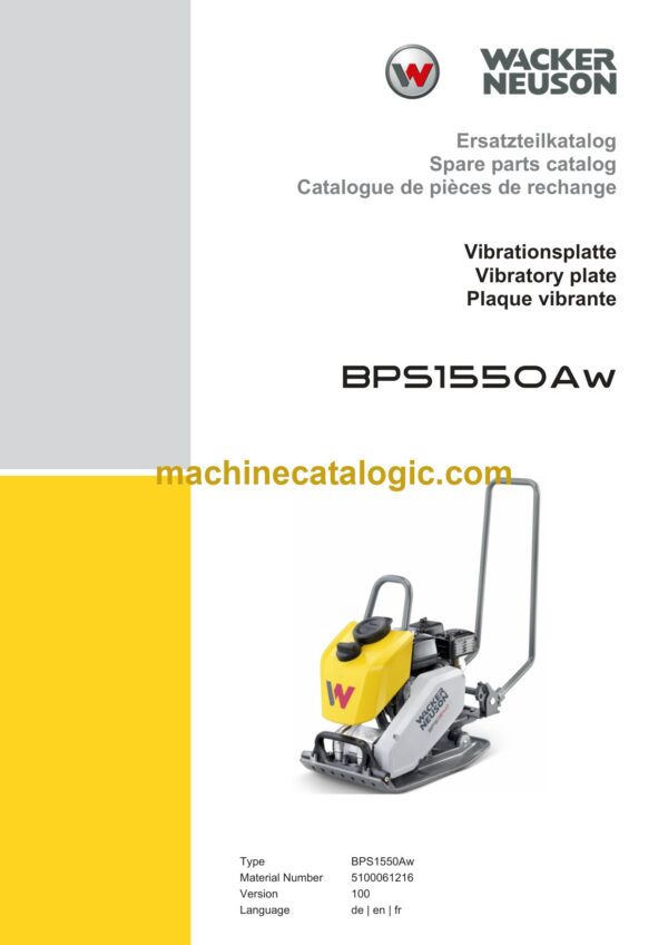 Wacker Neuson BPS1550Aw Vibratory Plate Parts Manual