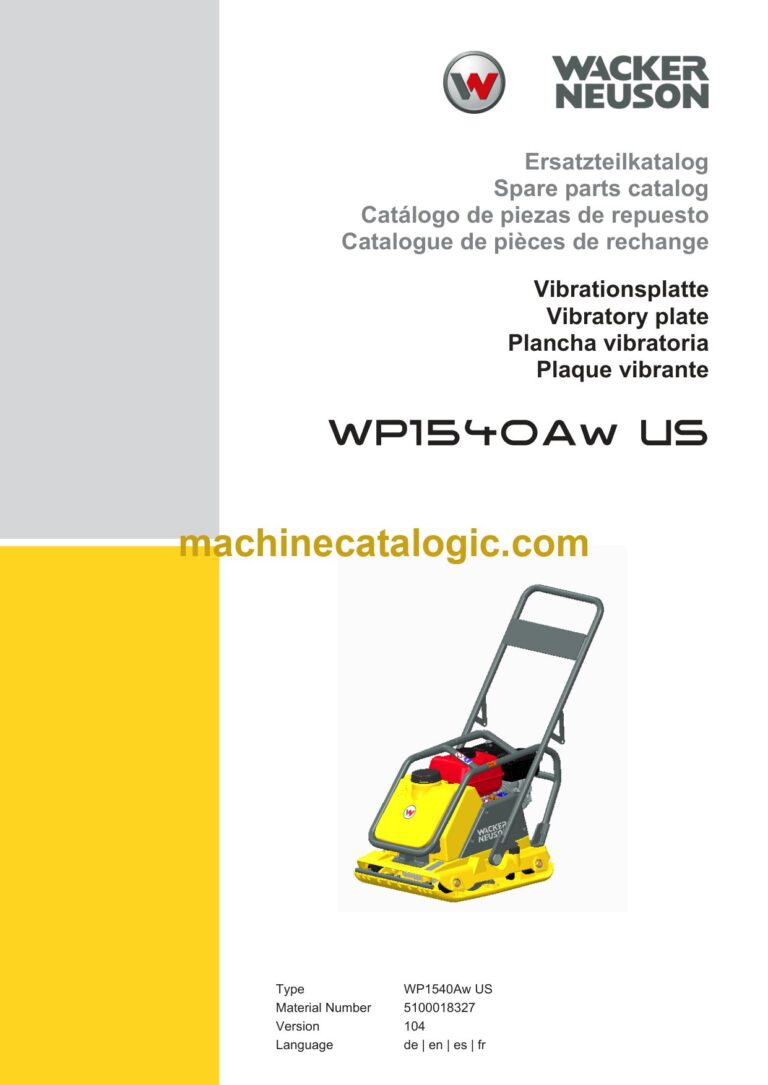 Wacker Neuson WP1540Aw US Vibratory Plate Parts Manual