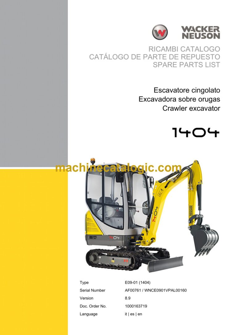 Wacker Neuson 1404 Crawler Excavator Parts Manual